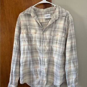 Goodfellow & Co Men's Gray Plaid Button Up Long Sleeve Flannel - Size Large